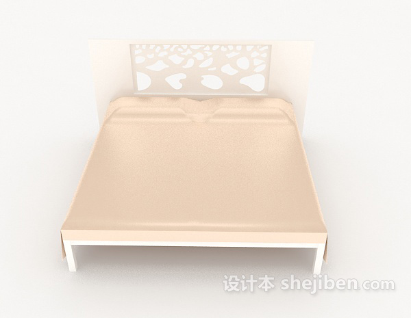 现代风格简单清新双人床3d模型下载