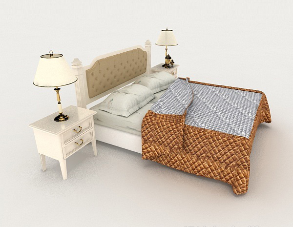 设计本个性家居双人床3d模型下载