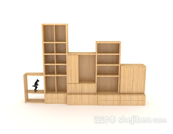 现代风格简单居家书柜3d模型下载