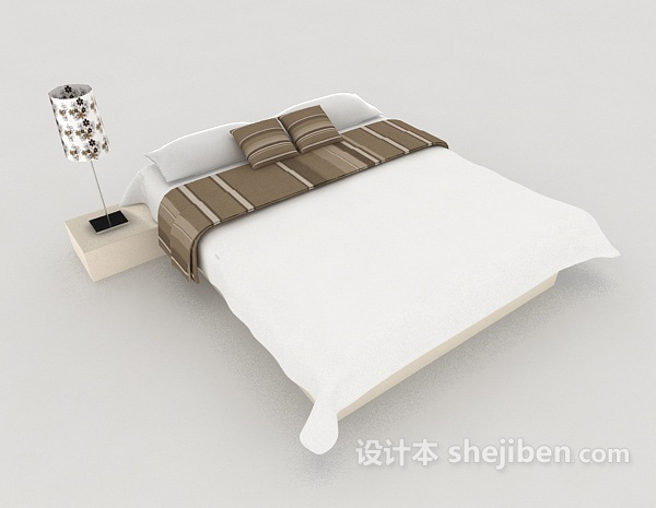 免费家居休闲白色双人床3d模型下载
