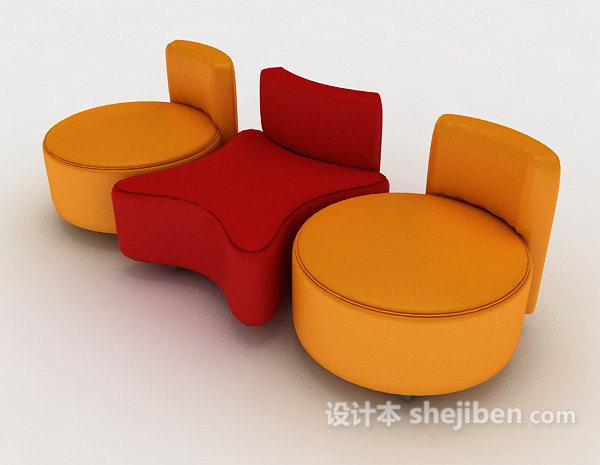 现代彩色沙发凳3d模型下载
