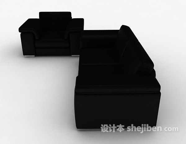 设计本简约现代黑色组合沙发3d模型下载