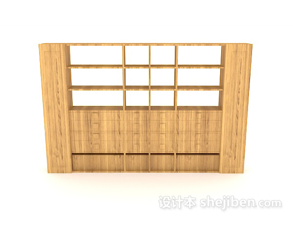 现代风格木质简约展示柜3d模型下载