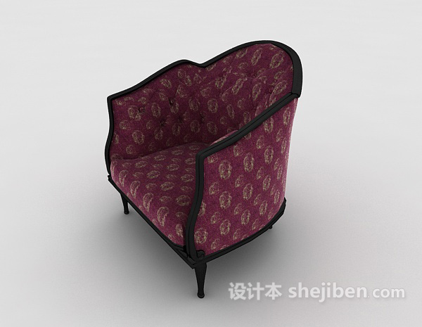 设计本紫色复古沙发3d模型下载