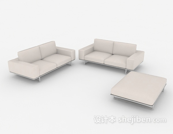 简约灰白色组合沙发3d模型下载