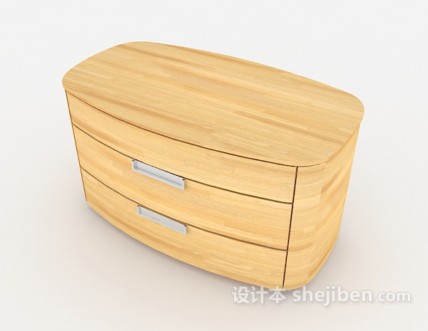 免费浅黄木质床头柜3d模型下载