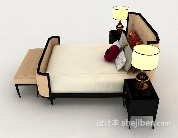 设计本简单欧式床具3d模型下载