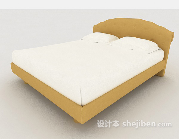 免费简单现代白色双人床3d模型下载