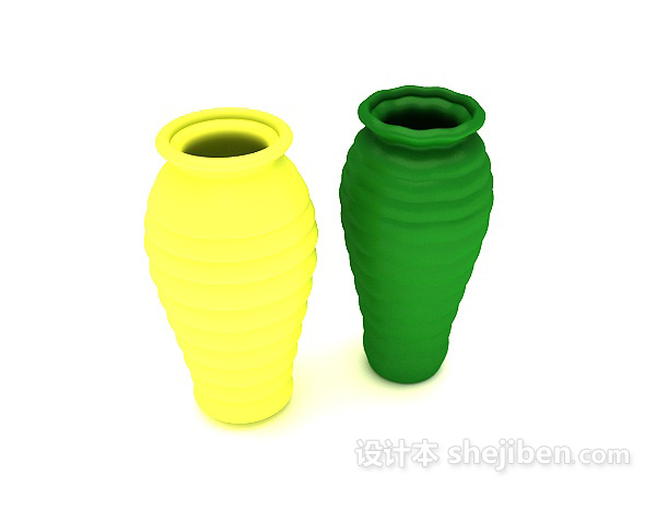 个性黄色绿色瓶子3d模型下载