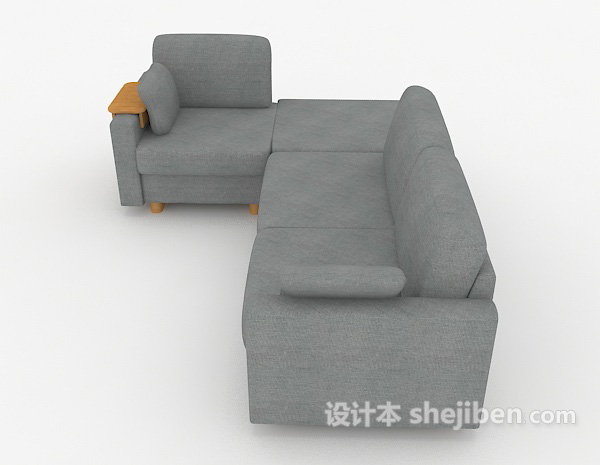 现代风格现代灰色简约多人沙发3d模型下载