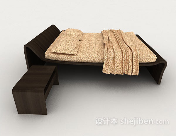 设计本家居个性木质双人床3d模型下载