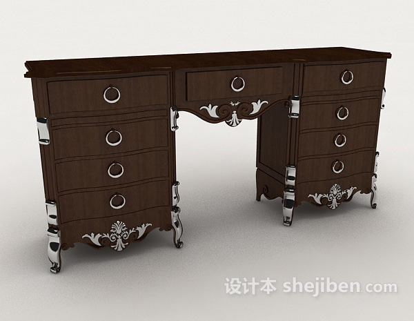 中式风格新中式花边书桌3d模型下载