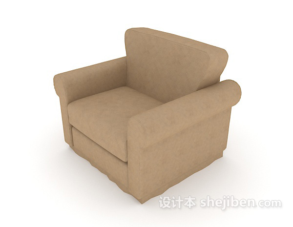 免费简单家居棕色单人沙发3d模型下载