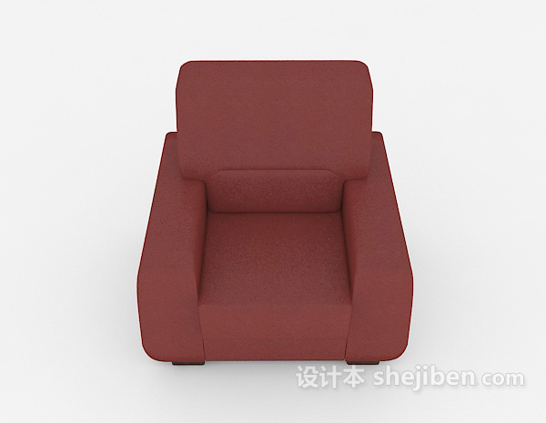 免费红色现代简约单人沙发3d模型下载