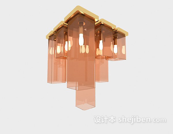 现代风格个性橙色吸顶灯3d模型下载