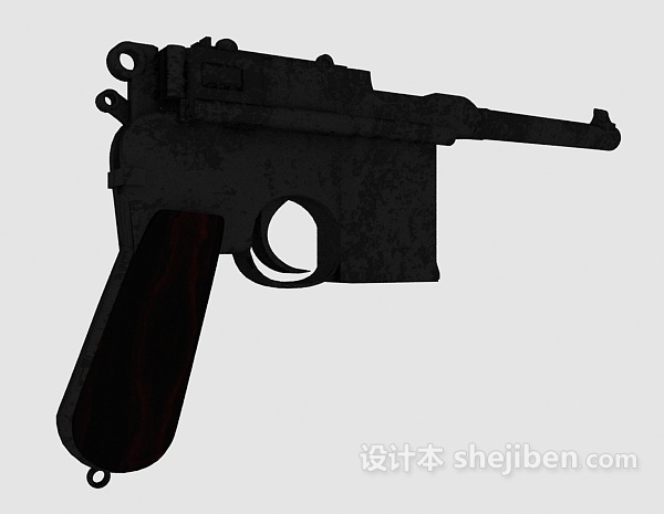 现代黑色手枪3d模型下载