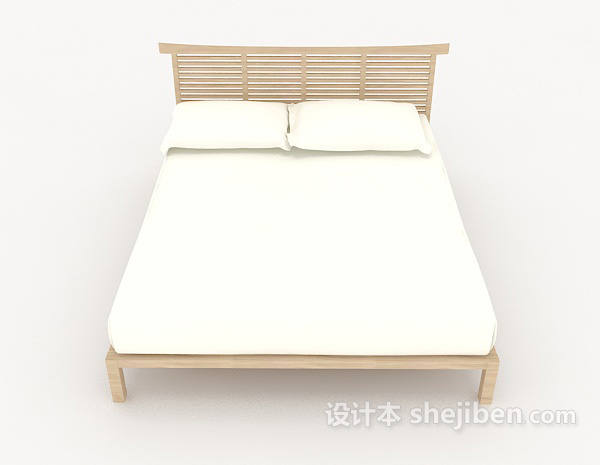 现代风格简单家居木质白色双人床3d模型下载