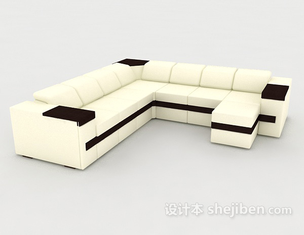 现代风格现代简约黑白多人沙发3d模型下载