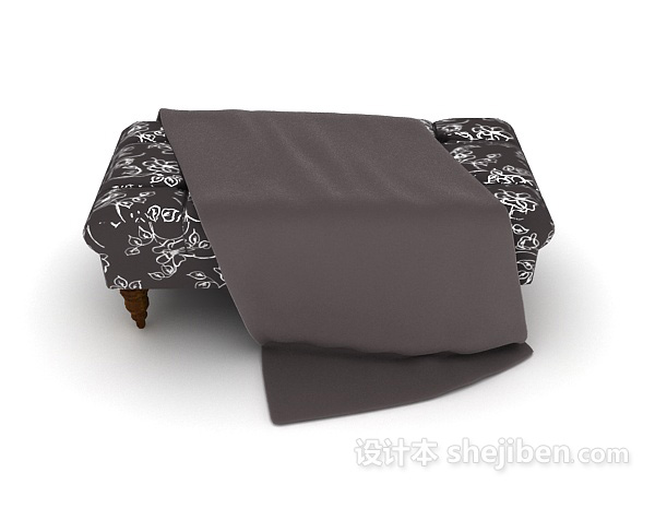 设计本欧式黑白花纹沙发凳子3d模型下载