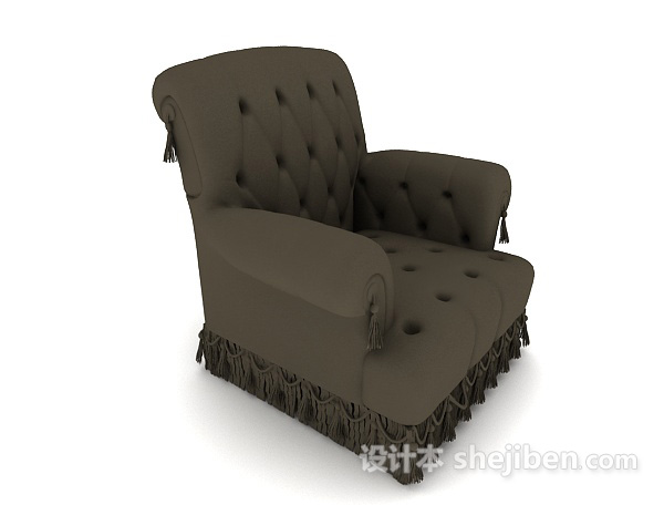 设计本欧式深灰色单人沙发3d模型下载