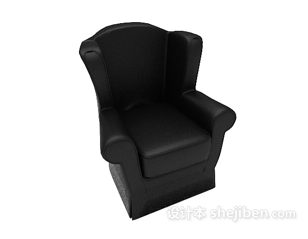 免费现代黑色简单居家沙发3d模型下载