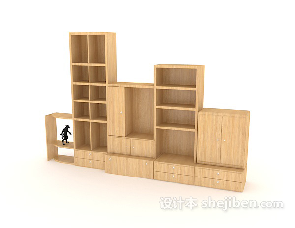 免费简单居家书柜3d模型下载