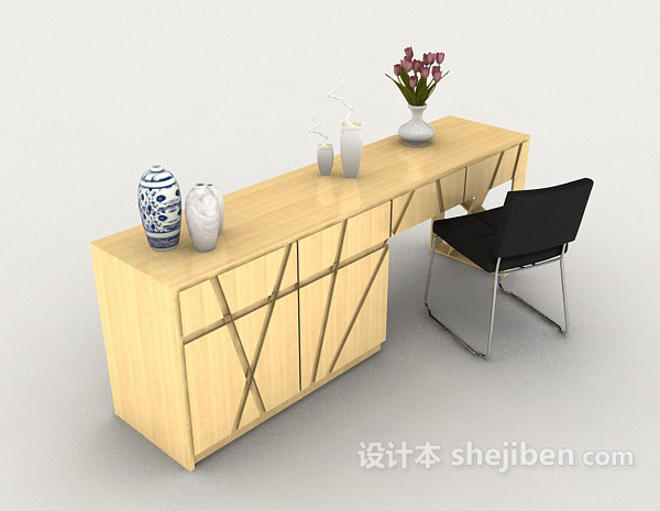 现代简单桌椅组合3d模型下载