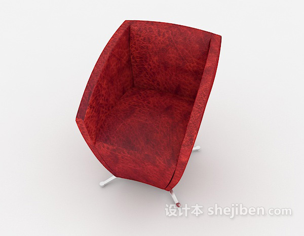 设计本简单红色单人沙发3d模型下载