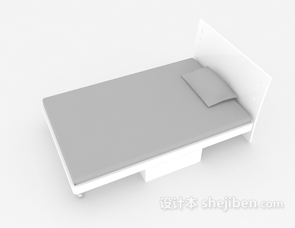 设计本灰色单人床3d模型下载