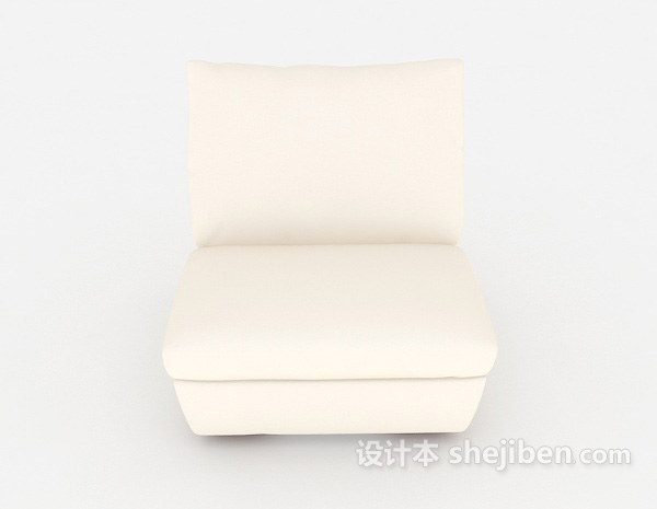现代风格简约休闲米白色单人沙发3d模型下载
