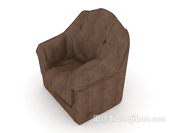 设计本深棕色单人沙发3d模型下载