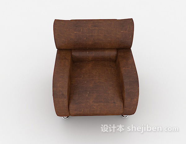 现代风格经典皮质单人沙发3d模型下载