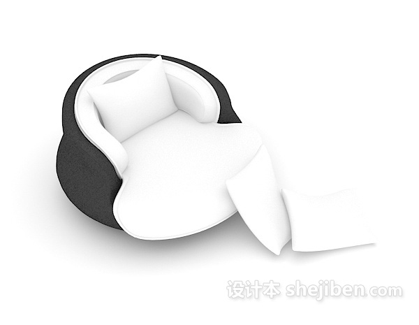 现代个性黑白单人沙发3d模型下载