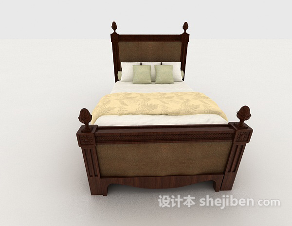 欧式风格传统欧式居家床3d模型下载