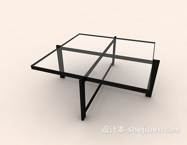 现代风格个性黑色方形茶几3d模型下载