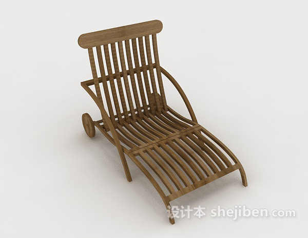 简约休闲木躺椅3d模型下载