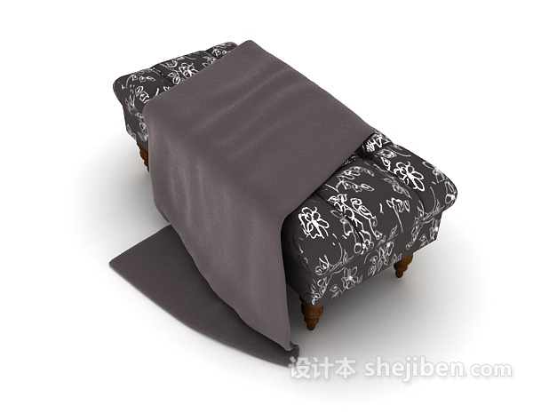 欧式风格欧式黑白花纹沙发凳子3d模型下载