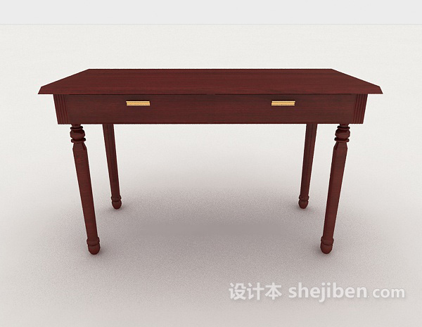 中式风格新中式简单书桌3d模型下载