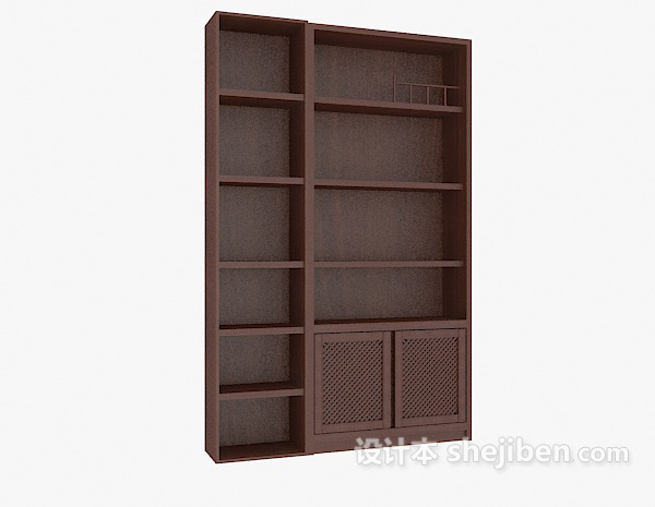 现代风格棕色居家书柜3d模型下载