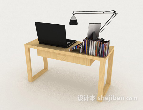 免费简约木质小书桌3d模型下载