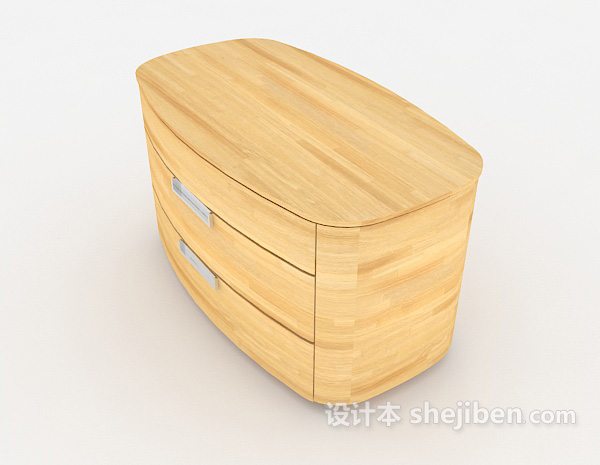 设计本浅黄木质床头柜3d模型下载