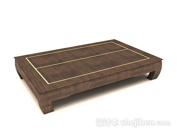 中式木质简约茶几3d模型下载
