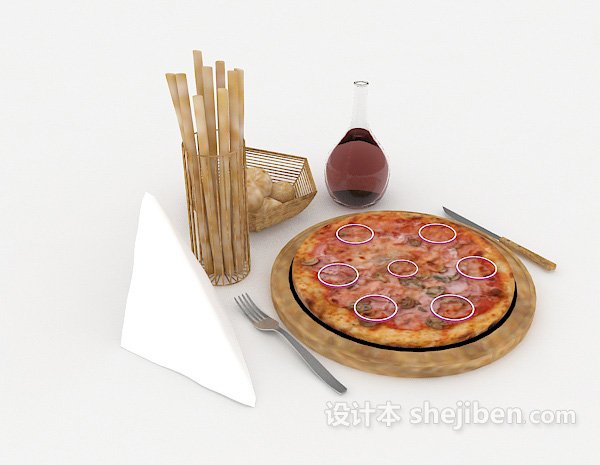 美式风格美式披萨3d模型下载