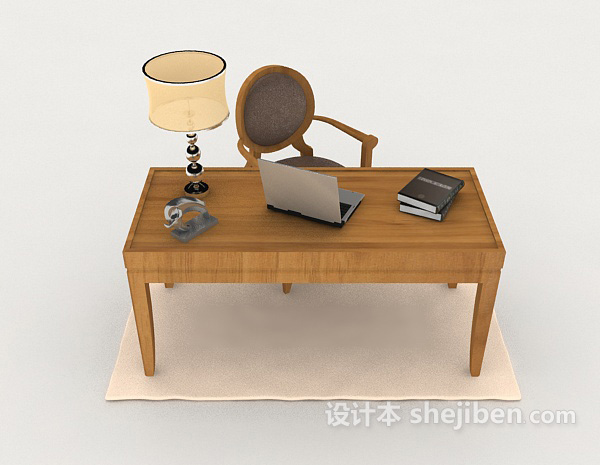 设计本监狱木质书桌椅3d模型下载