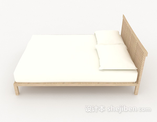 设计本简单家居木质白色双人床3d模型下载
