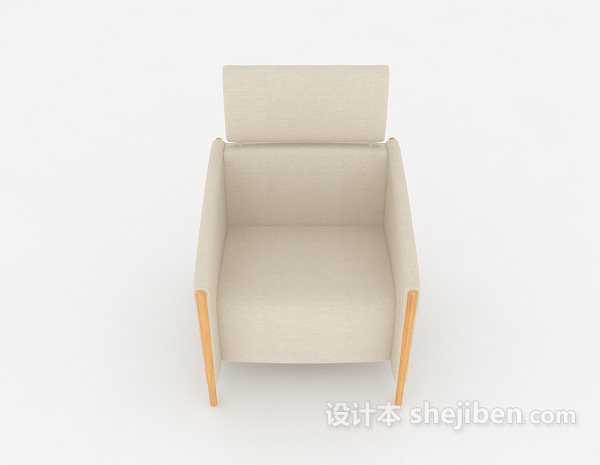 现代风格家居米白色简约单人沙发3d模型下载