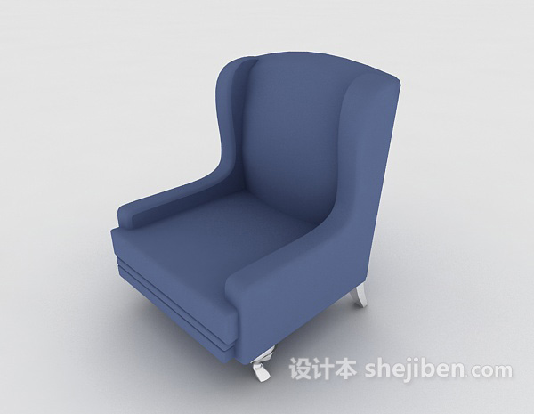 地中海蓝色单人沙发3d模型下载