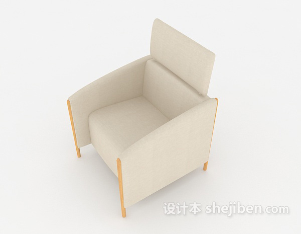 设计本家居米白色简约单人沙发3d模型下载