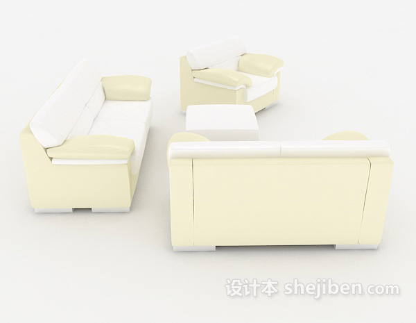 设计本现代简约浅色组合沙发3d模型下载