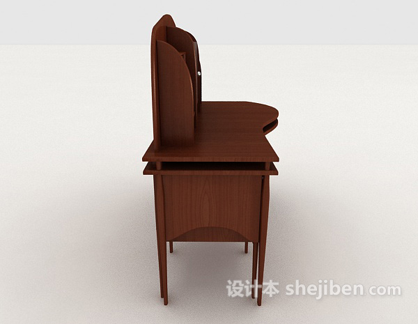 设计本复古木质书桌3d模型下载